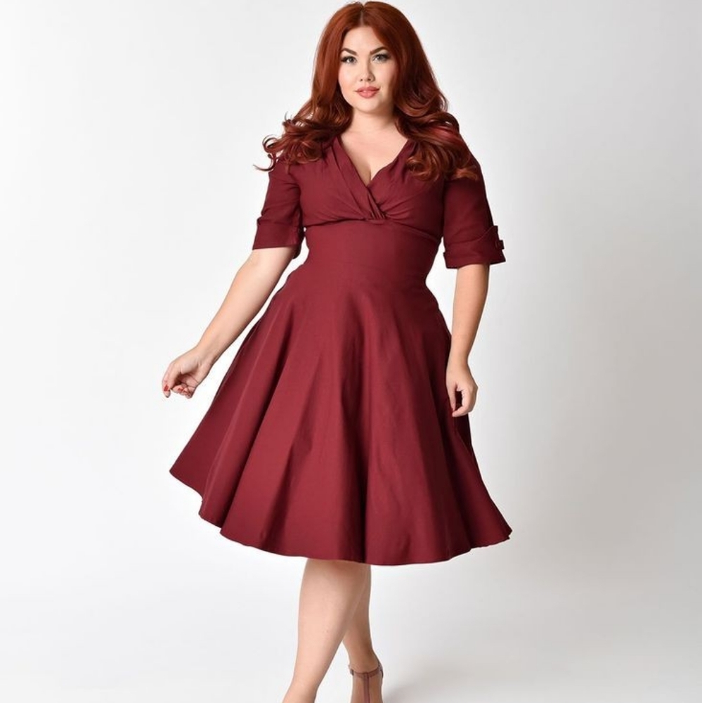 Unique Vintage Burgundy Dress